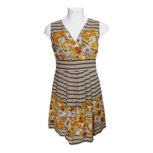 Kern Dress Floral Stripe Linen Blend Fit & Flare Size M